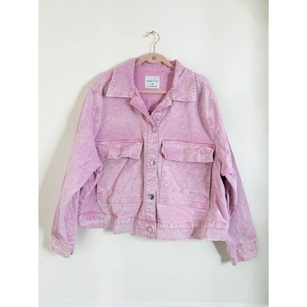 Celebrity Pink Women’s Pink Acid Wash Denim Jacket Size XXL
